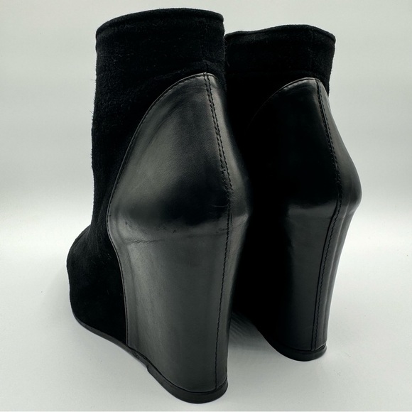 ANN DEMEULEMEESTER BLACK LEATHER BOOTS ANKLE BLACK WEDGE BOOT PLATFORM BOOT 38.5 - Picture 8 of 17